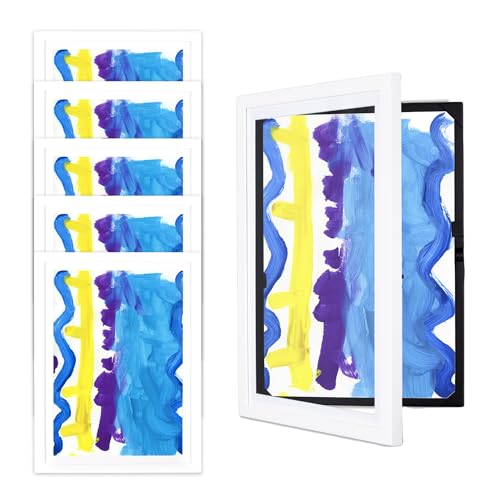 Dynamic Frames Li'l Davinci Front-Open Art Frame 6-Pack - for 12x18 Items, Store up to 50 Per Wooden Frame, Vertical or Horizontal, 14.75 x 20.75 Outer Dimensions, White