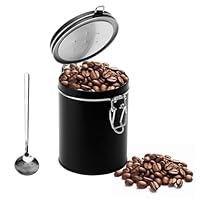 CXWFLM Kaffeedose Edelstahl Luftdicht mit Ventil – Vakuum Kaffeebehälter Schwarz für Frischhaltung – Aromaschutz Vorratsdose mit Deckel für Kaffeebohnen Pulver Tee Nüsse Aufbewahrung