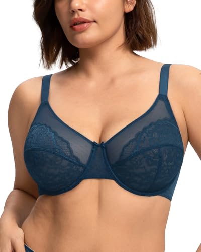 Image of HSIA Minimizer Bras for Women Enchante Full Coverage Underwire Bras Plus Size Lifting Floral Lace Bra for Heavy Breast