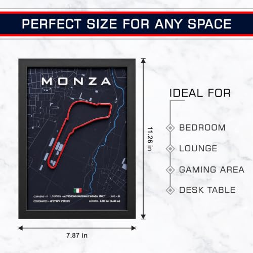 Image of CodersParadise Monza Racing Circuit 3D Wall Art Frame - Layered Motorsport Track Wall Decor for Bedroom, Gaming Room, Office, Garage, Study & Racing Fan Home Decoration.