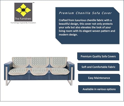 Image of Premium Chenille Woven Anti-Slip 3 Seater Sofa Cover | L-Shape Sofa Seat Protector for Living Room | Durable & Stylish Slipcover -Teal