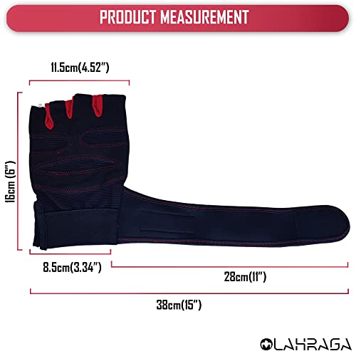 OLAHRAGA Half Finger Tactical Microfiber Cycling Gloves, Anti-Slip Breathable Motorcycle Mountain Bike Sports Training Or Outdoor Gloves For Men Women (Red), Medium