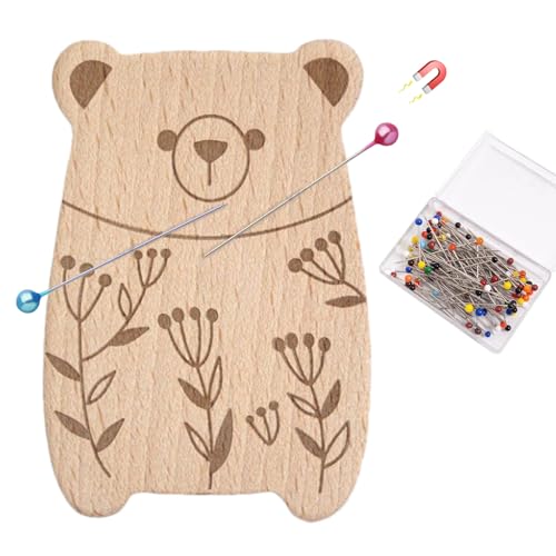 Porta Alfileres Magnético para Costura | Organizador de Agujas en Forma de Animal de Madera - Alfiletero Multiusos Para Horquillas Con 100 Alfileres Para Costura Bordado