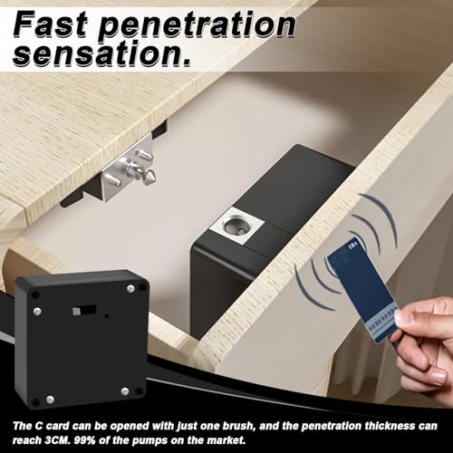 Sporgo Smart Schrankschloss Nfc Schloss: Möbelschloss mit 2 Schlüsselanhänger und 2 RFID Karte, Versteckte Smart Schloss, Lochfreies Schlösser für Schrank, Schubladen, Schließfächer und Fabriken