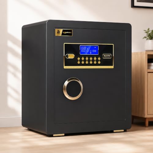 Image of Amazon Basics Pro Gross Capacity - 43L (Net - 38L), Digital Password Safe Locker Box for Home & Office | Electronic Security Locker Safe With Motorized Locking, Strong Steel Body, Anti Theft Design