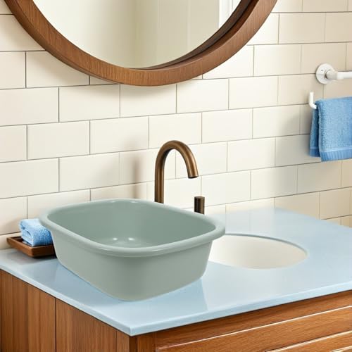 Lavabo rectangular de plástico grueso multifuncional de gran capacidad para baño 8