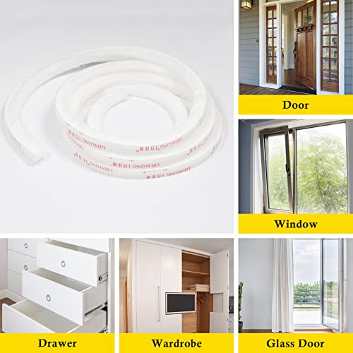 Fowong Brush Weather Stripping,11/32 Inch X 9/16 Inch X 16 Feet, Self-Adhesive Felt Door Brush Strip For Sliding Doors And Windows（White） #TOP5