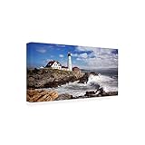 Wrapped Canvas Wall Art - Mike Jones Photo 'Portland Head Light' Wall Art for Living Room, Bedroom, or Office Décor - 16x32