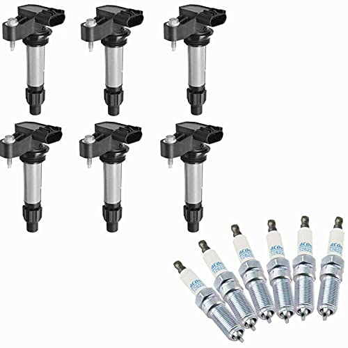 MCK 6pcs Ignition Coil Pack And Iridium Spark Plug Compatible With Buick Cadillac Chevrolet GMC Saab Saturn Suzuki Allure Enclave LaCrosse CTS SRX Camaro 2008-2019 3.0L 3.6L 3.2L 3.0 3.6 3.2 V6 UF569
