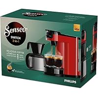 PHILIPS Senseo Switch Pad- und Filterkaffeemaschine, 2-in-1-Brühtechnologie, 1-Liter-Wasserbehälter, 7 Tassen in einem Durchgang, Farbe: Monzarot (HD6592/84) – Ansicht 4