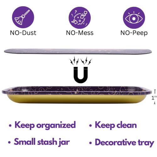 Sun Moon Rolling Tray With Magnetic Lid, 11''X7'' - Large Storage Decorative Tray - Ideal For Home & Travel, Celestial Aesthetic Metal Tray Set - Mystical Gifts For Spiritual Hippie, Astrology #TOP1
