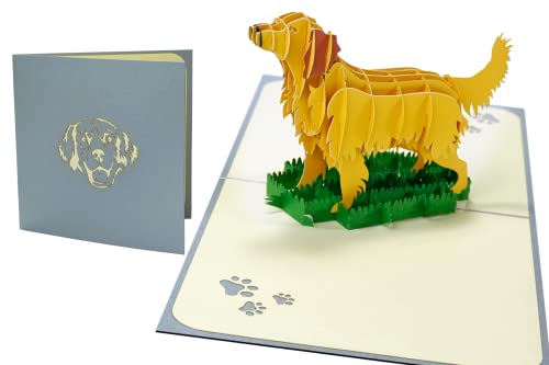 Image of Rykamia Golden Retriever Pop Up Card, Blank Card With Envelop, Birthday Card from Dog, Retirement, Thank You, Golden Retriever Gift, Birthday Card Womens, Dog Mom Card, Pet Lover Greeting Card