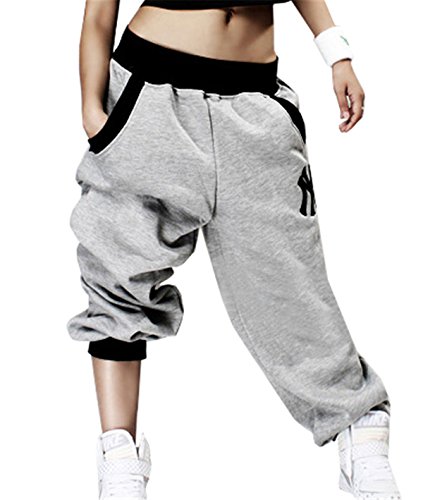 COCO clothing Pantalones Mujer Hip Hop Moda Amantes Harem Holgada Hippie Deportivas Bombachos Verano (Gris, l)