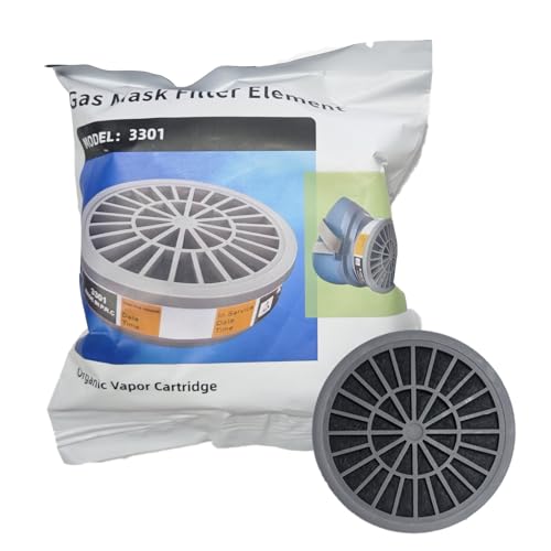 Halb Gesicht Staubmaske Set Filter für Dämpfe, Sand, Asbest, Gas, Säure und Ammoniak mit Schutzbrille, Partikelschutzfiltern Lackierer Masken und mehr mit 10 Filtrierbare Wattepads 1 Patronen