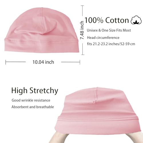 Image of vidsel 100% Cotton Skull Caps Beanie Night Cap Sleep Hats for Men Women | Breathable,Soft,Lightweight Skully Cap,Running Beanie Cycling Helmet Liner,Wicking Head Cover,CPAP Chemo Bald Cap
