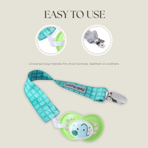 Dodo Babies Pacifier Clip Set - Four Clips Plus Binky Case – Universal Holder Fits Most Paci Brands, Teether Toys And Car Seats – Blue And Teal Prints For Girls Or Boys #TOP3