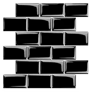 STICKGOO Subway Tiles Peel and Stick Backsplash, Stick on Tiles Kitchen Backsplash in Black (Pack of 10, Thicker Design)