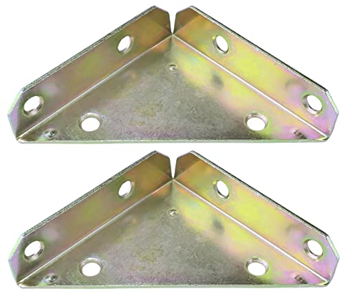 AERZETIX - C57278 - Lot de 2 Équerres d'assemblage de coin 75x75x20 mm - fixation plaque d'angle droit - raccord métallique de meuble à 90° - en acier zingué jaune - pour bois quincaillerie menuiserie