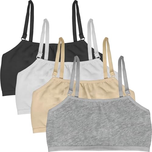 Image of Pack of 4 Solid Beginner Bras for Girls /Kids: Half Slips & Camisoles