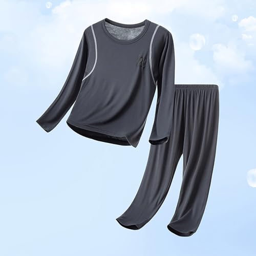 Kids Girls Boys Underwear Soft Comfy Thermal Undershirt 2 Piece Scoopy Neck Long Sleeve 𝐏ajamas Pure Silk Solid Top2