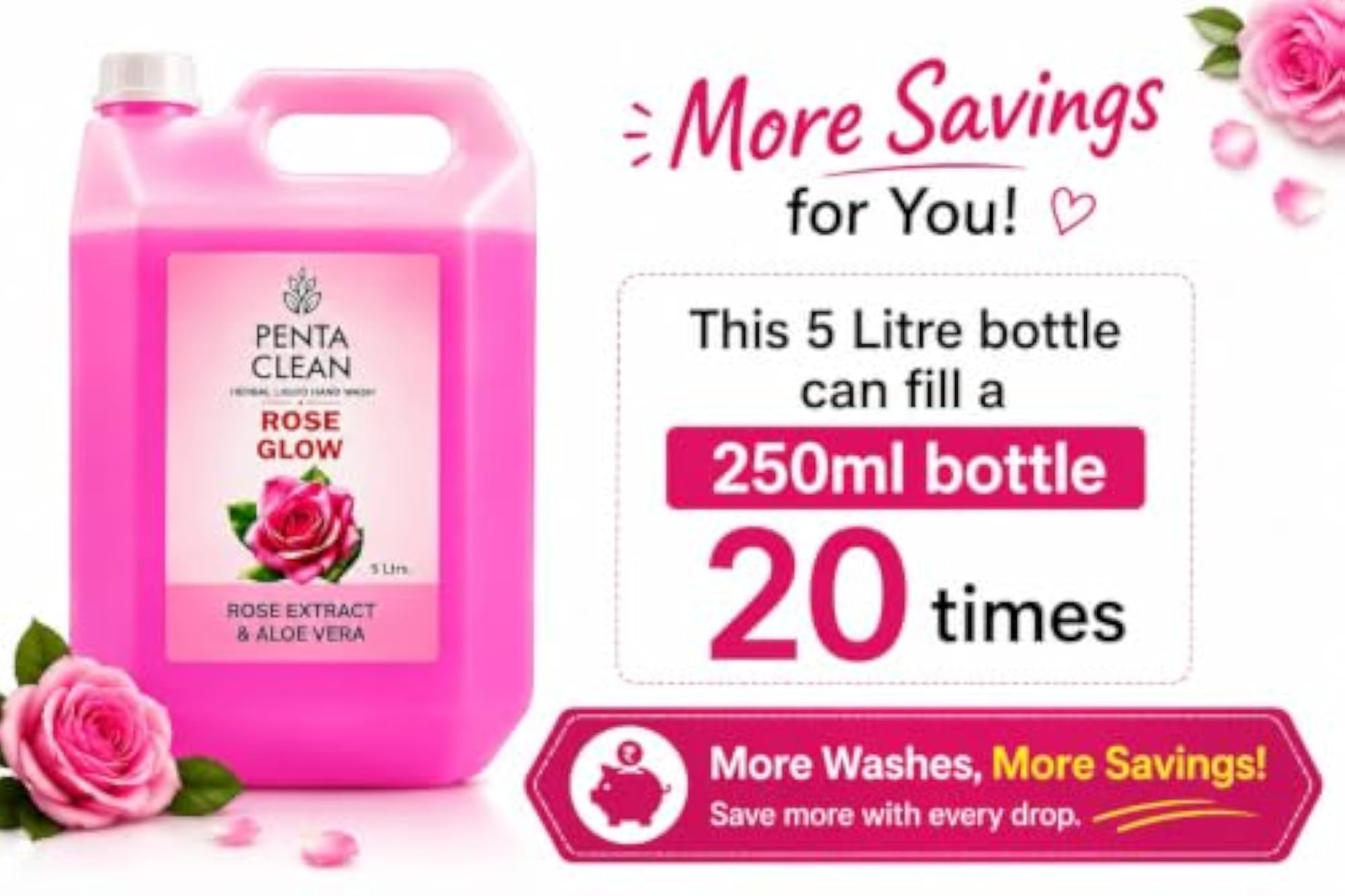Rose Glow Liquid Hand Wash - Rose Extract & Aloe Vera