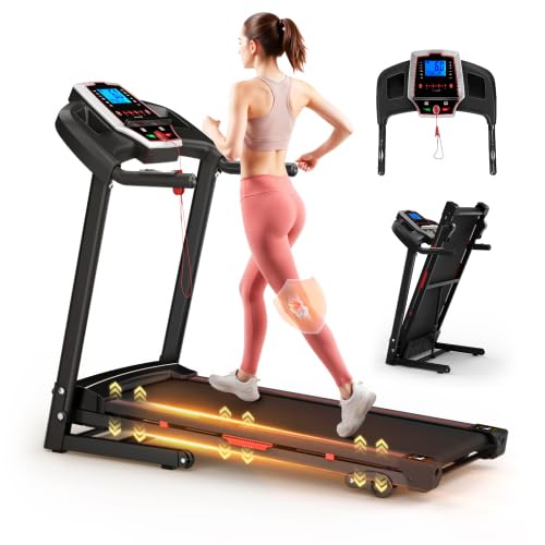 Image of Under Desk Treadmill, 3.5HP Folding Treadmill with Incline - 330 lbs Capacity for Home, 12 Programs, Portable Electric Walking /Jogging Machine for Small Spaces & Home Gym