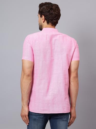 Image of LATEST CHIKAN Men's Cotton Regular Casual Strped Short Kurta Half Sleeves - (SK-LJ.DS.AS)