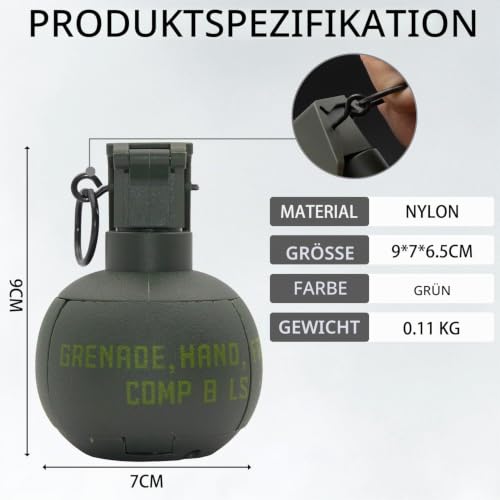 Gunyoo M67 Granate Spielzeug Kunststoff Handgranaten Spielzeug für Outdoor CS Spiel Cosplay Requisiten Geschenk 14+ (Grün)