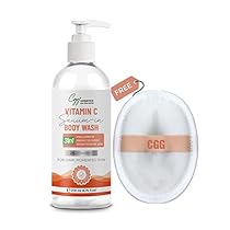 CGG Cosmetics 2% Vitamin C Serum in BodyWash, 200ml Shower Gel Single Bottle with a Free Loofah, 2% Vitamin C,Skin Illlumination, Gradually Depigment