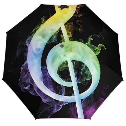 Colorful Music Notes_83573784 Print 3 Fold Auto Umbrella Waterproof and Wind-Resistant, Ideal Gift for Travel and Outdoor Activities