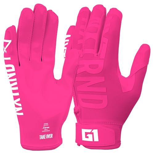 Nxtrnd G1 Youth Football Gloves Kids Sticky Receiver Gloves (Pink Youth Small)
