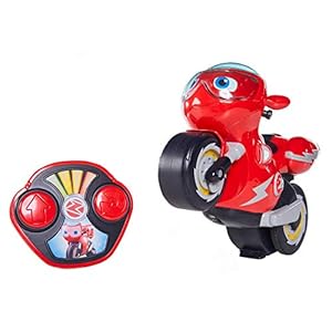 TOMY Ricky Zoom Turbo-truc met afstandsbediening, Ricky, actiefiguren voor jongens, motorfiets voor kinderen, voert wielies en 360 graden stuntspins, motorspeelgoed voor kinderen van 3 jaar oude