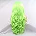 Neon Green Lace Front Wig Curly Fluorescent Green Synthetic Lace Front Wigs for Women Long Body Wave Pastel Glueless Lace Wigs Preplucked Hairline Real Hair Wig Baby Hair Daily Cosplay 24 Inch