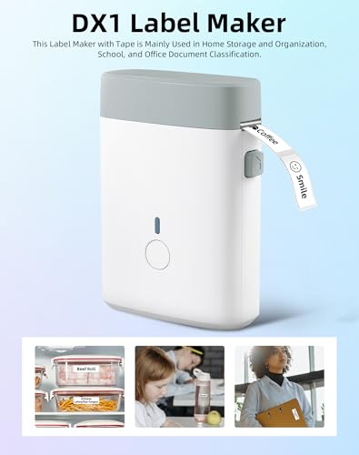 Image of Bluetooth Label Maker Machine with Tape - Mini Label Maker Simple Printing, Easy to Connect, 203DPI HD Printing, with Multiple Templates for Home Office Organization