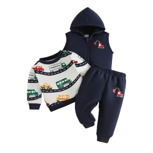 UUAISSO Ensemble Sweatshirt à Manches Longues Rayures pour Bébé Fille Haut à Capuche Gilet et Pantalon Vêtements D'automne D'hiver