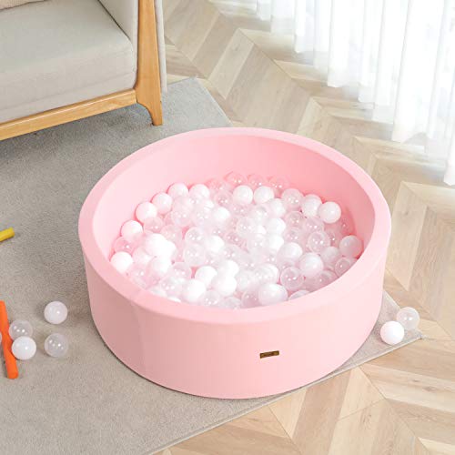 TRENDBOX Memory Foam Sponge Indoor Round Ball Pit for Toddler Children (Light Pink)