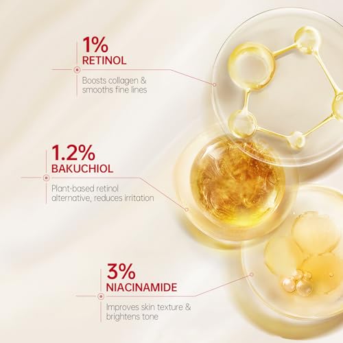 VGO Bakuchiol Retinol Serum for Face, 1% Retinol & 3% Niacinamide, Anti-Aging and Anti-Wrinkle, Gentle Yet Potent Formula for Sensitive Skin