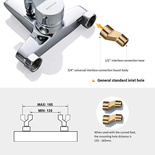 Badewannenarmatur mit Handbrause mit 5 Funktionen, BONADE Chrom Wannenarmatur Badewanne Wasserhahn inkl. Wandhalterung und 150 cm Brauseschlauch für Badezimmer Dusche - Image 7