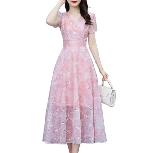 Robe d'été mi-longue en mousseline de soie douce aux finitions haute couture