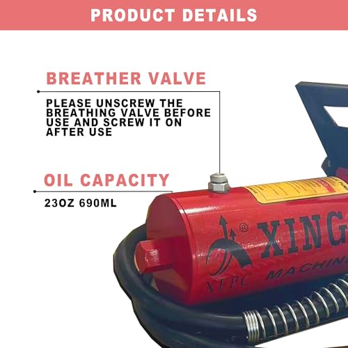 Image of Air Hydraulic Pump 10,000 PSI 0.45 Gal Reservoir NPT 3 /8 inch Oil Outlet, NPT 1 /4 inch Inlet, Hydraulic Pump Air Hydraulic Foot Pump Made of Aluminum with Air Line Lubricator, Red