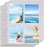 100 Stück Fotohüllen DIN A4,Transparent Postkartenhüllen, 4 Fach Geteilt Fotosichthüllen,Kleine Klarsichtfolien, Karten & Fotohüllen für Familien, Hochzeits (10.8 x 15.2 cm)
