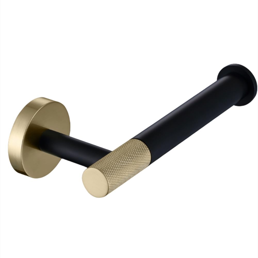 Support étagère salle de bain avec porte-papier noir et accessoires en acier inoxydable