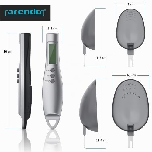 Foto von Arendo - Digitale Löffelwaage - Messlöffel von 1 g bis 300 g - Exakte Küchenwaage auf 0,1g - Feinwaage für Gewürze Milchpulver Eiweisspulver ecc - LCD-Display – Digitalwaage - 2 Löffel Größen