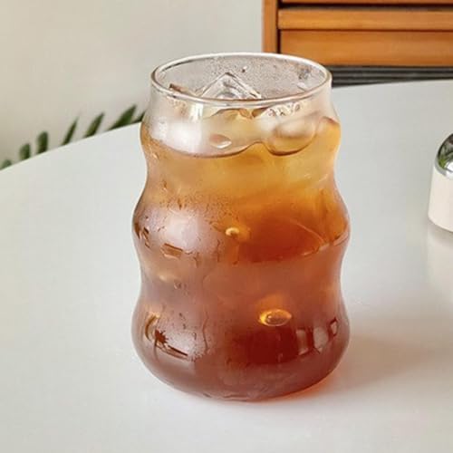 MINGZHE Copa de Café Taza de Agua Copas de Vino Taza de Cumpleaños a Rayas Taza de Agua Tazas de Cóctel Transparentes Taza de Botella de Vidrio de Jugo para el Hogar Bar Taza de Bebida Fría Taza de Le