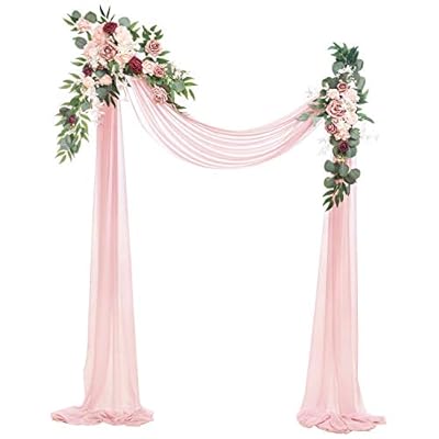 Ling's moment Künstliche Hochzeitsbogen-Blumen-Set (3 Stück) – 2 Stück Aobor Blumenarrangements mit 1 halbdurchsichtigen Girlande für Zeremonien und Empfang Hintergrund Dekoration