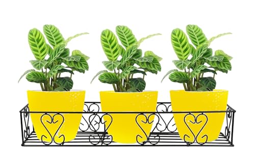 Image of IRON LANDS Metal Railings Pot Stand, Hanging Pot Stands For Plants In Balcony Railing Gamla For Decoration Items Indoor Outdoor Stand For Home Living Room Garden Decor (Pack Of 1 - Black)