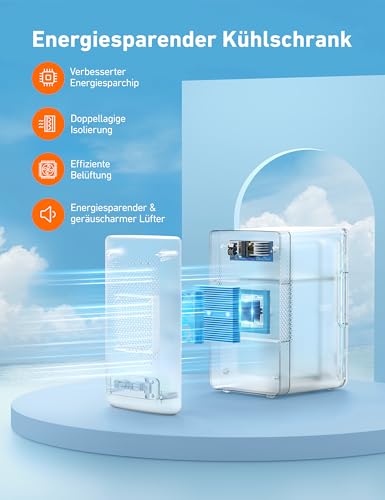 AstroAI 2 in 1 Mini Kühlschrank, 6 Liter Fridge / 8 Dosen mit Kühl- und Heizfunktion, 12V / 220V Steckdose für Autos, Büros und Schlafsäle, Schwarz
