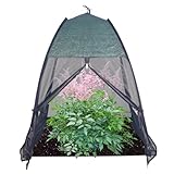 LVJING Gardening Net Cover, 36 x 36 x 39 Inch Netting Cover Crop Cage Pest Guard Cover Top Sun Protection with Zip Entry for Plants for Vegetables Fruits Durable Plant Garden Net with 4 Stakes