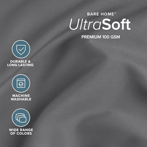 Bare Home Queen Sheet Set - 1800 Ultra-Soft Microfiber Queen Bed Sheets - Dubbel geborsteld - Diepe pockets - Makkelijk passend - 4-delige set - Beddengoed & kussenslopen (Queen, Grey)