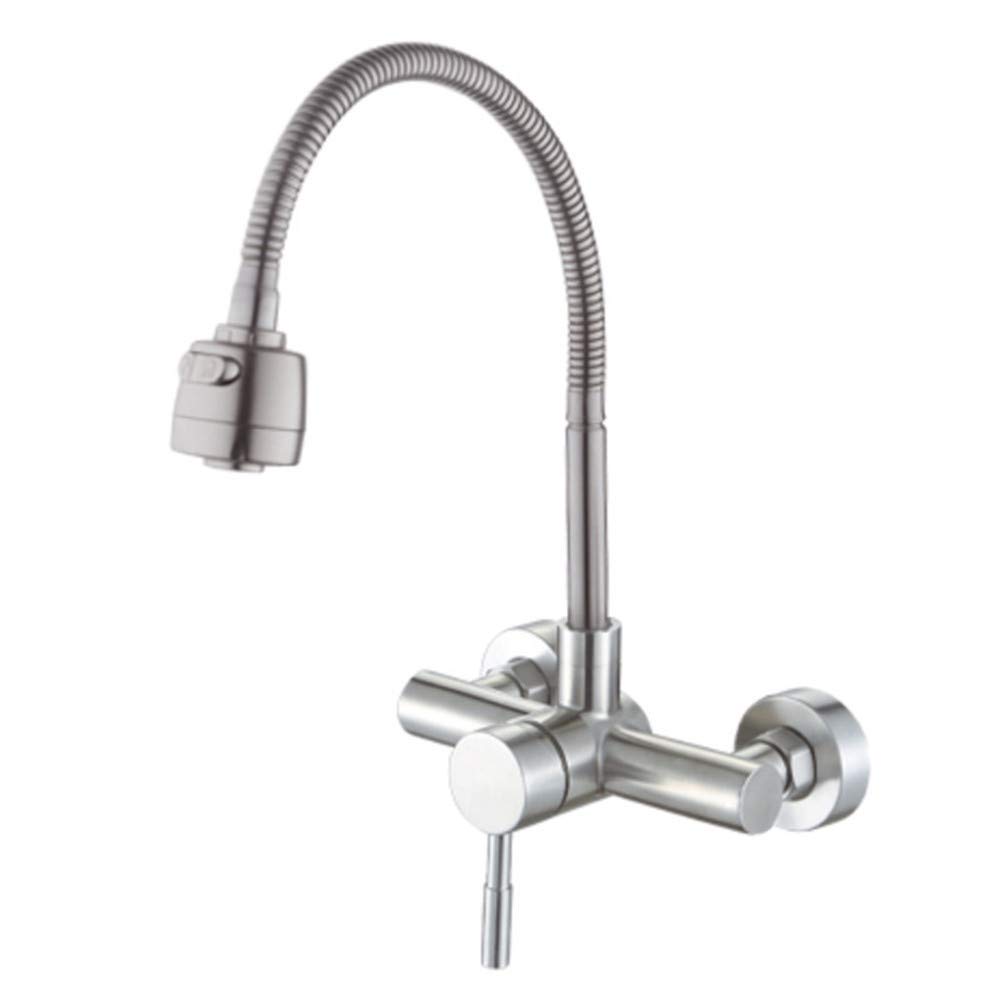Mitigeur de cuisine en acier inoxydable 304 mural durable et sans plomb